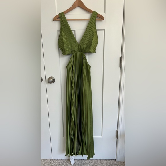 strapless open back dress Aqua Grace One-Shoulder Pleated Party Dress with Floral Embellishments –  Inayah Fashion main image 0